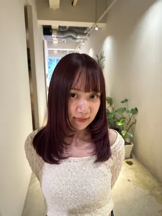 セミロング あゆみ︎︎✮／ 暖色カラー／博多のヘアスタイル