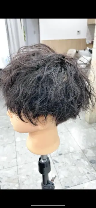 ショート パーマ メンズ ハイライト&曲がる 縮毛矯正特化 玉置のヘアスタイル