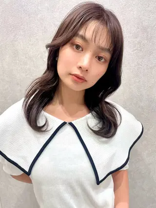 ミディアム カラー 韓国ヘア🇰🇷透明 感カラー/yui💞のヘアスタイル