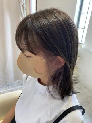 ミディアム カラー ブリーチなしWカラー /酸性ストレート河本のヘアスタイル