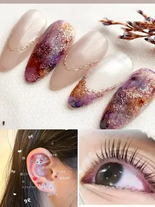 パーマ ネイルとまつ毛パーマ 束感仕上げ💕のネイルデザイン