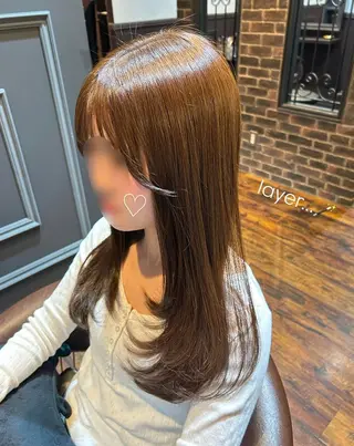 セミロング カラー ヘアアレンジ 梅木 李奈のヘアスタイル