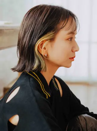 ミディアム ブリーチなしWカラー /酸性ストレート河本のヘアスタイル