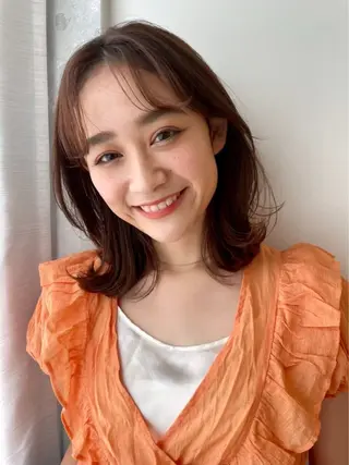 セミロング カラー 透明感カラーと映画 美容師/yujiのヘアスタイル
