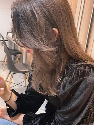 セミロング カラー neaf六本木所属・韓国風レイヤー ショート/犬塚 優介のヘアスタイル