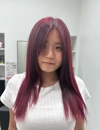 ロング カラー 𝘀𝗮𝗲/柏の葉 / カットモデルのヘアスタイル