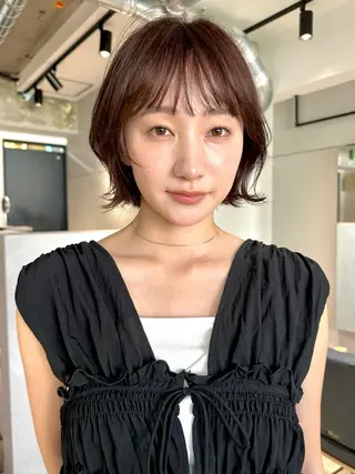 ショート カラー パーマ 🫧小顔×似合わせ× 透明感カラー🫧のヘアスタイル