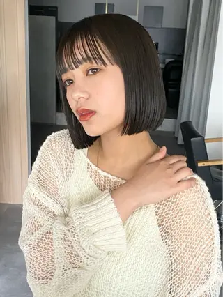 ミディアム カラー saki🌼ボブ× 透明感カラー🌼のヘアスタイル