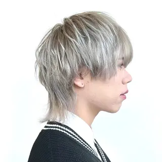 ショート カラー メンズ 大阪ウルフカット ハッシュカットのヘアスタイル