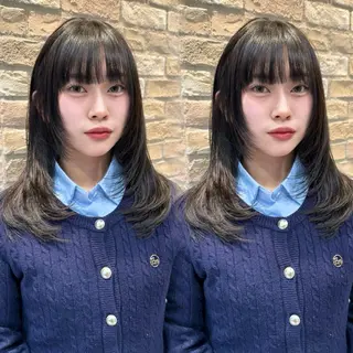 ミディアム カラー Loom by Sea 新宿所属・🦋Kaede/艶/ レイヤー/ミディアムのヘアスタイル