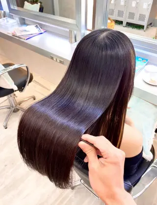 セミロング パーマ 透明感・ハイトーン・ 艶カラー/若林のヘアスタイル