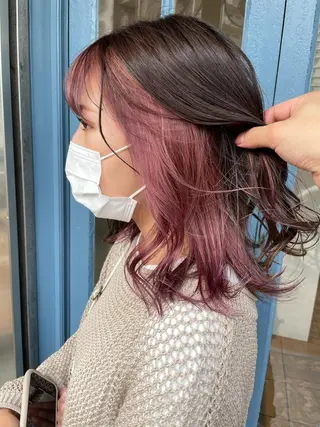 セミロング ブリーチ毛矯正.髪質 改善.髪にドラマをのヘアスタイル