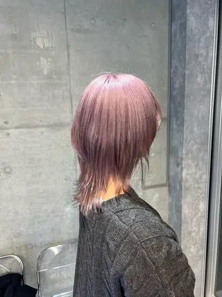 ミディアム カラー ヘアアレンジ 👑垢抜け韓国ヘア ハッシュカット唯澄のヘアスタイル