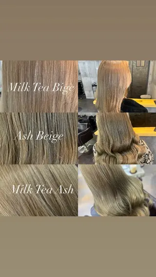 セミロング カラー ヘアアレンジ ミルクティーハイトー ン💖副店長mikaのヘアスタイル