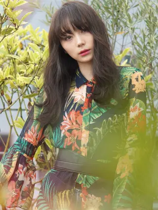 ロング カラー パーマ hoNua. 栄/透明感カラーのヘアスタイル