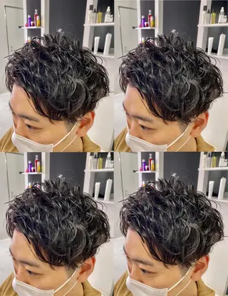 ショート カラー パーマ ヘアアレンジ メンズ 🔥メンズパーマ特 化🔥渡辺一翔🔥のヘアスタイル