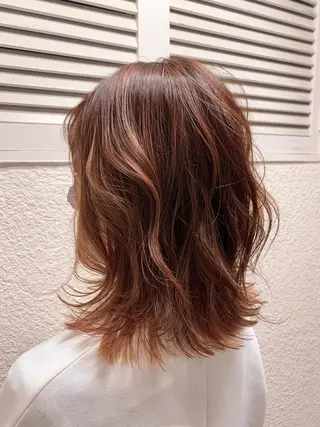 パーマ カラー セミロング 嶋村夏実🌼レイヤー 🌸白髪ぼかしのヘアスタイル