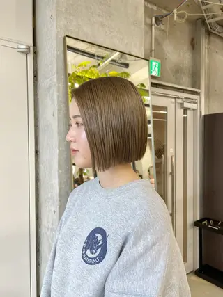 ミディアム カラー era所属・azumi/ボブ/暖 色/オリーブ/縮毛のヘアスタイル