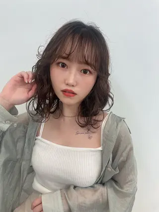 ミディアム 韓国風レイヤーカット 松葉翔のヘアスタイル