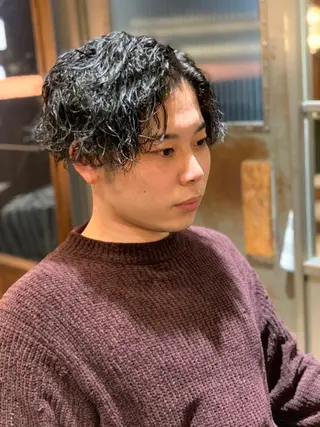 ショート パーマ メンズ BINGO HAIR WORKS 【ビンゴヘアワークス】所属・🎱メンズフェード 特化HYOGA🎱のヘアスタイル