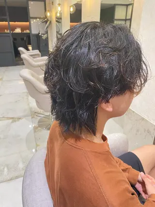 ミディアム パーマ メンズ CIEL天六店 三上春のヘアスタイル