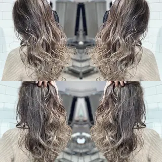 セミロング カラー ヘアアレンジ 髪質改善×ハイトーン 中田啄也のヘアスタイル