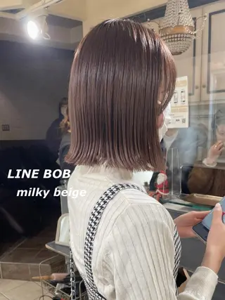 ミディアム カラー 切りっぱなしボブ ソノキユウカのヘアスタイル