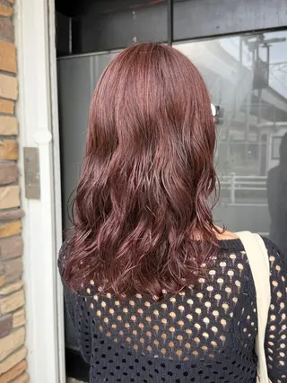 ミディアム カラー パーマ 透明感カラー/パーマ 🌀アオノアユミのヘアスタイル