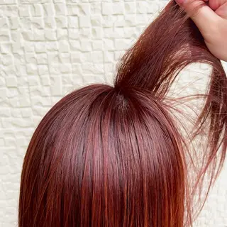 セミロング カラー 🎈ブリーチなし暖色 カラー/レッド/ゆいのヘアスタイル