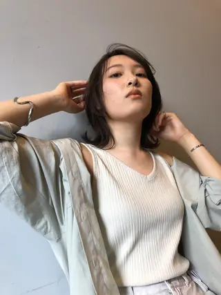 ミディアム ヘアアレンジ ケアブリーチ/ボブ/ honoのヘアスタイル