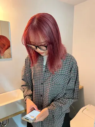 ミディアム カラー カットモデル/ ハイトーン/ゆうあのヘアスタイル