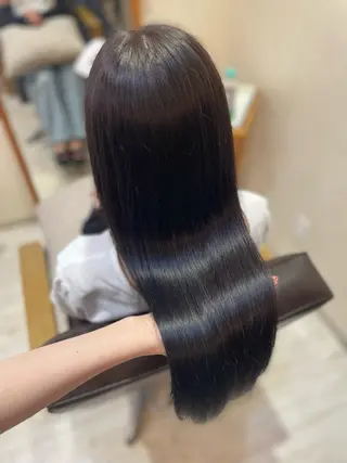 ロング ブラウン/盛れる 顔周り/髪質改善のヘアスタイル