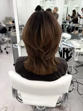 セミロング 韓国ヘア/レイヤー/ 顔まわり足立遥奈のヘアスタイル