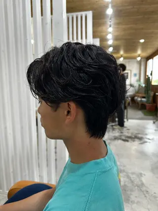 ミディアム パーマ メンズ 椎木 琉聖のヘアスタイル