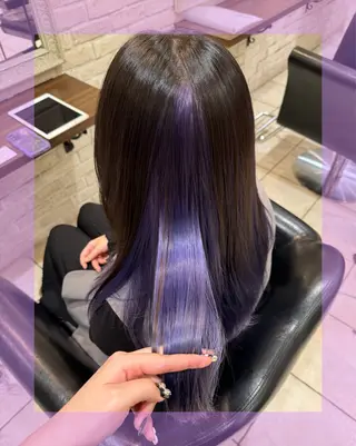 ロング カラー ヘアアレンジ 🦄ブリーチ💜エク ステ💜MIU🦄のヘアスタイル