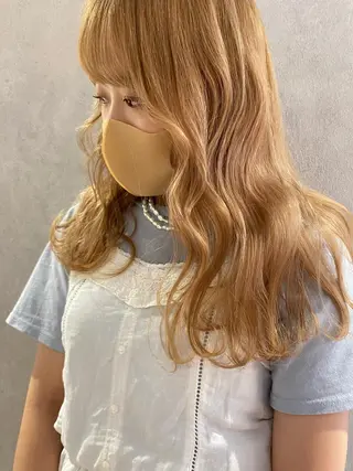 ロング カラー ヘアアレンジ 艶ハイトーンカラー/ 梅田美容室/runaのヘアスタイル