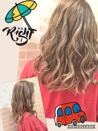 セミロング カラー 永島 桜のヘアスタイル