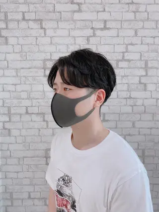 ショート パーマ ヘアアレンジ メンズ ブリーチなし艶カラー 東家のヘアスタイル