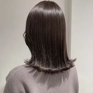 セミロング カラー 韓国レイヤー🕊️ 柔らかベージュ🧸のヘアスタイル