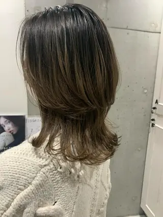 ミディアム カラー ヘアアレンジ kei/透明感カラー /ベージュ/髪質改善のヘアスタイル