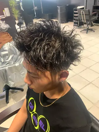 ショート メンズ メンズパーマ/難波/ 心斎橋　室園亮佑のヘアスタイル