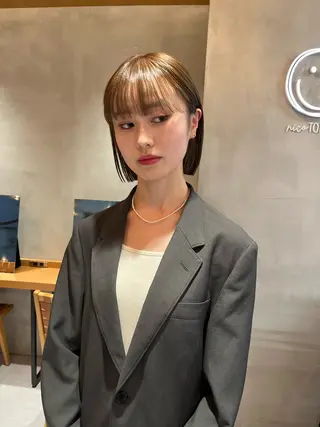 ミディアム カラー 韓国ボブ&顔まわり レイヤー♡TOMOEのヘアスタイル
