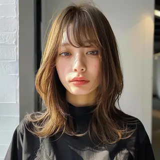 セミロング カラー レヴ　草加駅3分🌻 ✂️早朝深夜営業🌱のヘアスタイル