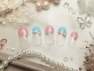 ミディアム ネイルPetit Ribbonのネイルデザイン