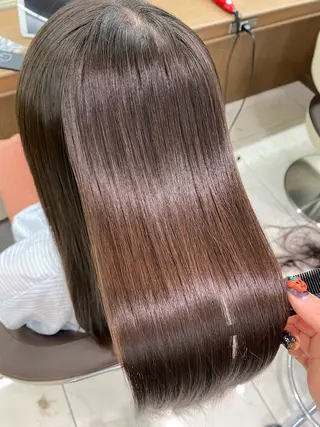 ミディアム パーマ 長妻莉央/縮毛矯正 髪質改善カラーのヘアスタイル