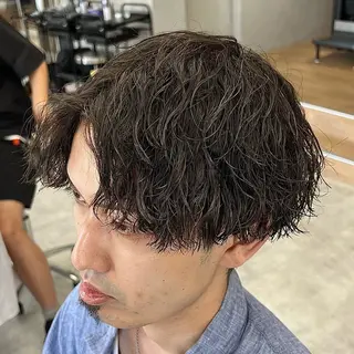 ショート パーマ メンズ メンズパーマ/波巻き 新潟/万代/夏芽🎀のヘアスタイル