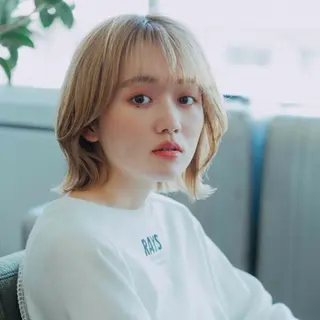 ミディアム カラー ハイトーン/ボブ/ ハイライト🌱ᩚ涼介のヘアスタイル