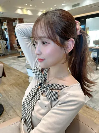 セミロング カラー 新宿✨顔周りカット 韓国ヘア/坂本亜裟海のヘアスタイル
