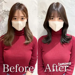 セミロング カラー 顔周り/くびれヘア 韓国ヘア💕風間るなのヘアスタイル