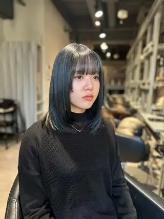 ミディアム KURO/韓国ヘア /レイヤーカットのヘアスタイル